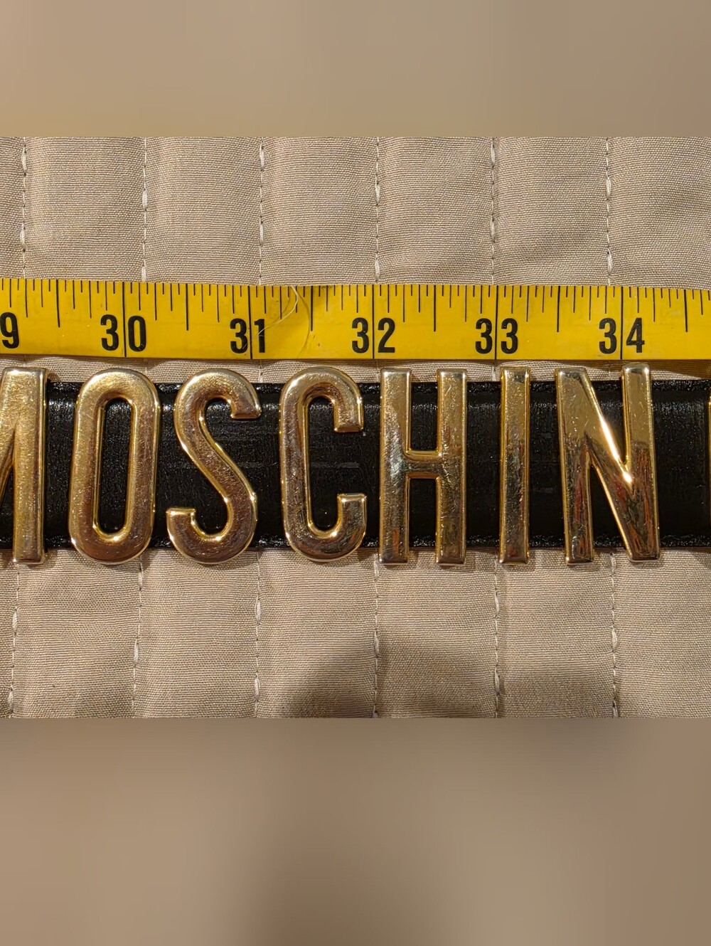 Vintage! Moschino Redwall Black Leather Gold Letter Logo Belt